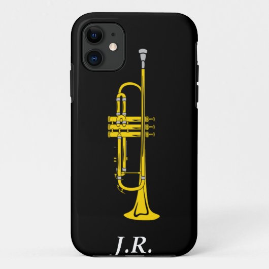 Jazz Trompet voeg uw initiaal toe case-mate Iphone Case (Achterkant)