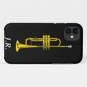 Jazz Trompet voeg uw initiaal toe case-mate Iphone Case (Achterkant (horizontaal))