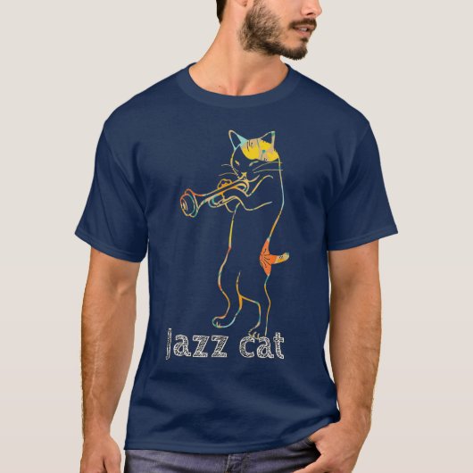 Jazz Trumpet die Kitty Cool Jazz Cat T-shirt (Voorkant)