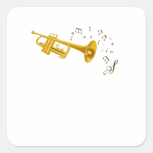 Jazz Trumpet Muzieknoten Musicus Vierkante Sticker