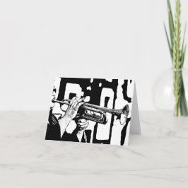 Jazz Trumpet Muzikant 4x5.6 Gevouwen Notitiekaartje