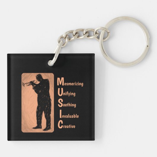 Jazz Trumpet Player Music Sleutelhanger (Achterkant)