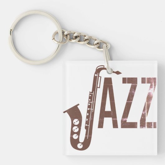 Jazz Typography Sax Sleutelhanger (voorkant)