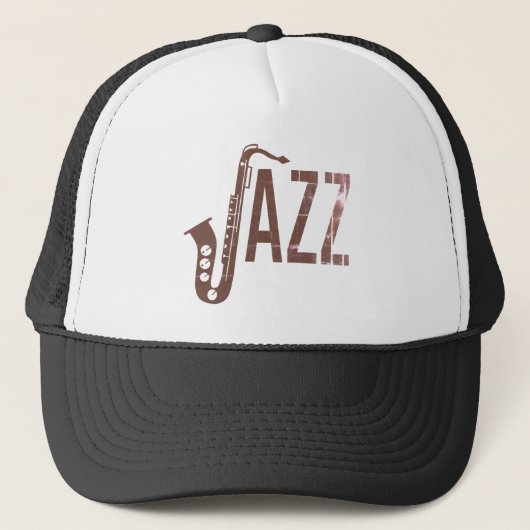 Jazz Typography Sax Trucker Pet (Voorkant)