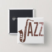 Jazz Typography Sax Vierkante Button 5,1 Cm (Voorkant /achterkant)