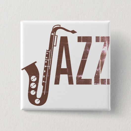 Jazz Typography Sax Vierkante Button 5,1 Cm (Voorkant)