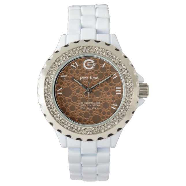 Jazz Watch-Dames Chocolade wijzerplaat Horloge (Voorkant)
