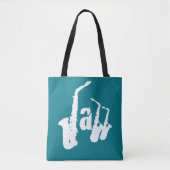 Jazz White Sax Kies uw achtergrondkleurentas Tote Bag (Voorkant)
