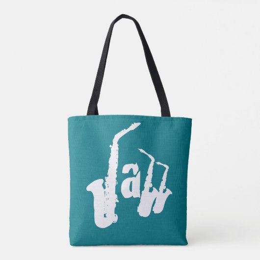 Jazz White Sax Kies uw achtergrondkleurentas Tote Bag (Achterkant)
