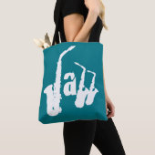 Jazz White Sax Kies uw achtergrondkleurentas Tote Bag (Dichtbij)