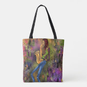 Jazz Woman Saxofonist Canvas tas (Achterkant)