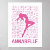 Jazz Word Cloud Hot Pink Wall Art Poster (Voorkant)