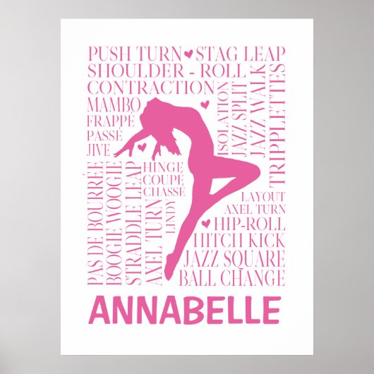 Jazz Word Cloud Hot Pink Wall Art Poster (Voorkant)