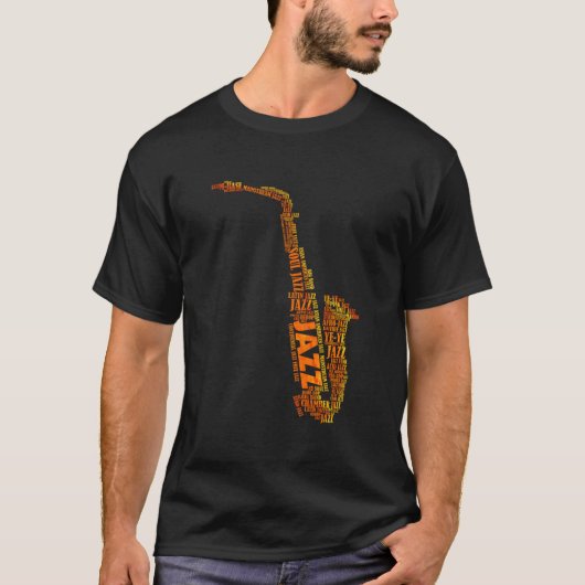 Jazz Word Of Saxophone T-shirt (Voorkant)