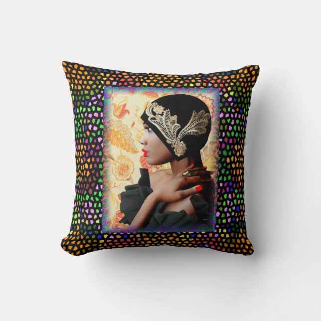 Jazz Zanger Harlem Renaissance Kussen (Voorkant)