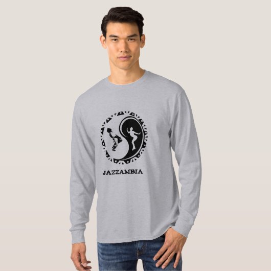 Jazzambia Yin Yang Mannen Lange T-Shirt (Voorkant volledig)