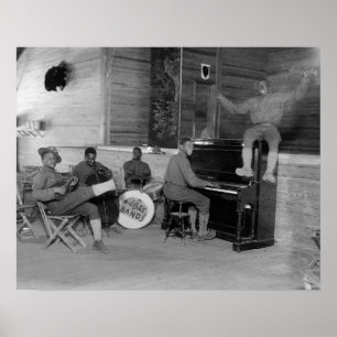 Jazzband, 1918. Antieke foto Poster