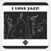 Jazzband - Ik hou van Jazz Vierkante Sticker (Voorkant)