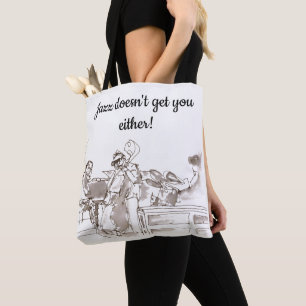 Jazzband kunst jazz krijgt je ook niet tote bag