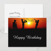 Jazzband Silhouette Oranje Zonsondergang Verjaarda Briefkaart (Voorkant / Achterkant)