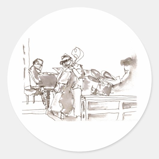 jazzbandkunst ronde sticker (Voorkant)