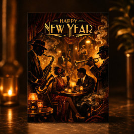Jazzclub Nieuwjaar Roaring Twenties Feestdagen Kaart