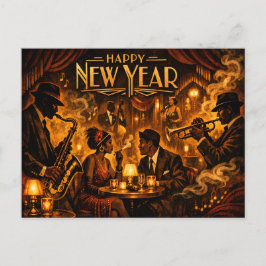 Jazzclub Nieuwjaar Roaring Twenties Feestdagenkaart