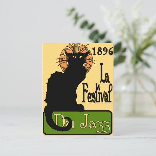 JazzFest Chat Noir 1896 Briefkaart (Staand voorkant)