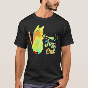 Jazzkat kat speelt trompet kitten muzikant t-shirt