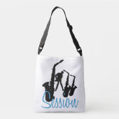 Jazzman Black Saxophonist Jazz Session B Crossbody Tas (Achterkant)