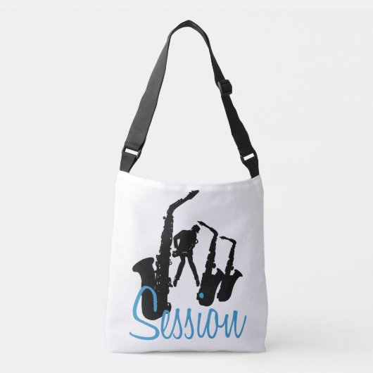 Jazzman Black Saxophonist Jazz Session B Crossbody Tas (Voorkant)