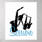 Jazzman Black Silhouette Jazz Session White Poster (Voorkant)