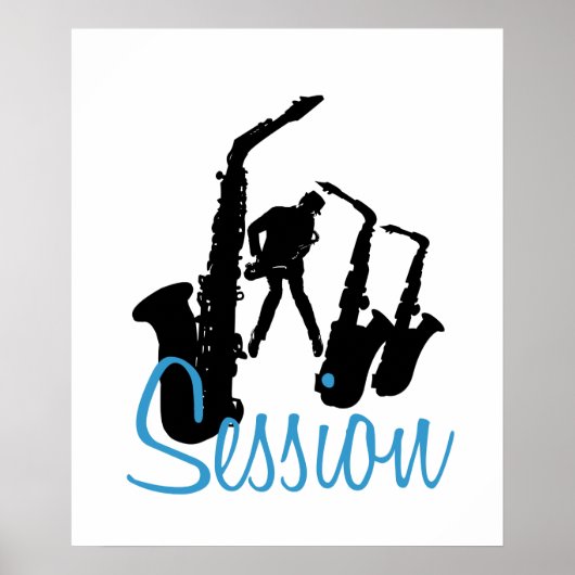 Jazzman Black Silhouette Jazz Session White Poster (Voorkant)