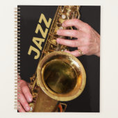 Jazzman die Gold Saxophone foto speelt Planner (Voorkant)