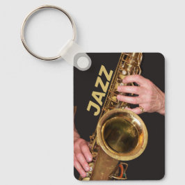 Jazzman die Gold Saxophone foto speelt Sleutelhanger