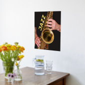 Jazzman die Gold Saxophone fotografeert Folie Afdrukken (Laag (Keuken))