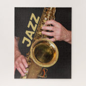 Jazzman die Gold Saxophone speelt Legpuzzel (Verticaal)