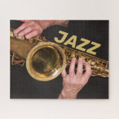 Jazzman die Gold Saxophone speelt Legpuzzel (Horizontaal)