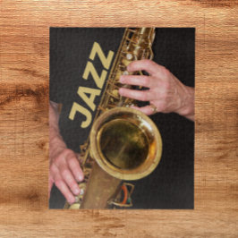 Jazzman die Gold Saxophone speelt Legpuzzel