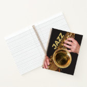 Jazzman die Gold Saxophone speelt Notitieboek (Binnen)