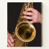 Jazzman die Gold Saxophone speelt Notitieboek (Achterkant)