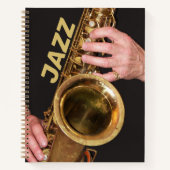 Jazzman die Gold Saxophone speelt Notitieboek (Voorkant)