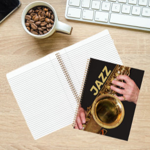Jazzman die Gold Saxophone speelt Notitieboek