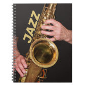 Jazzman die Gold Saxophone speelt Notitieboek (Voorkant)