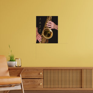 Jazzman die Gold Saxophone speelt Poster