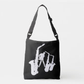 Jazzman White saxophonist Sax Black Bag Crossbody Tas (Voorkant)