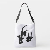 Jazzman zwart silhouet sax jazz wit tas (Achterkant)