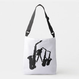 Jazzman zwart silhouet sax jazz wit tas