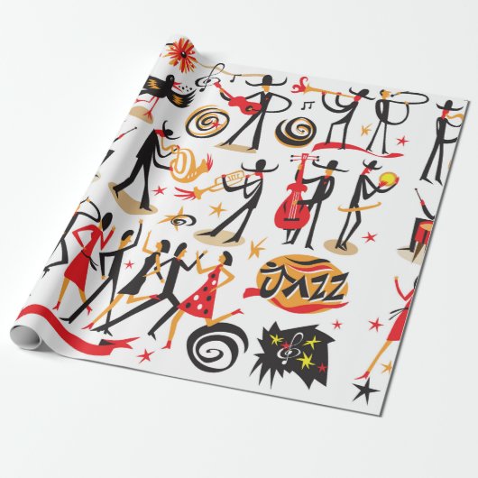 jazzmusici - iconen set . Geïsoleerd op witte basi Cadeaupapier (Uitgerold)