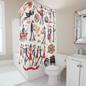 jazzmusici - iconen set . Geïsoleerd op witte basi Douchegordijn (In situ)